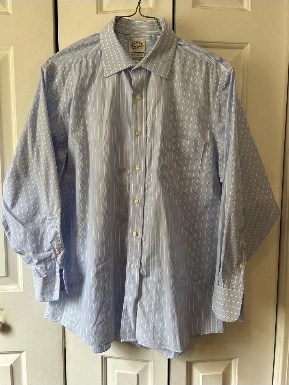 Eagles Shirtmakers Long-sleeve Dress Shirt Striped Blue White Men’s 17 1/2 32/33